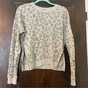 Rails Gray Leopard Print Crew Neck Sweater